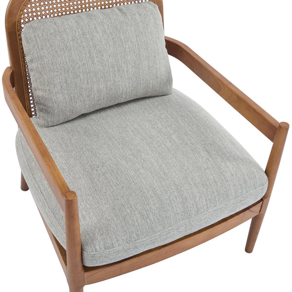 English Elm Christopher Knight Home® - [Set of 2] 26.6" Mid-Century Modern Accent Chair with Solid Wood Frame, Rattan Back and Plush Upholstery Grayish Green,Walnut N767P298390G