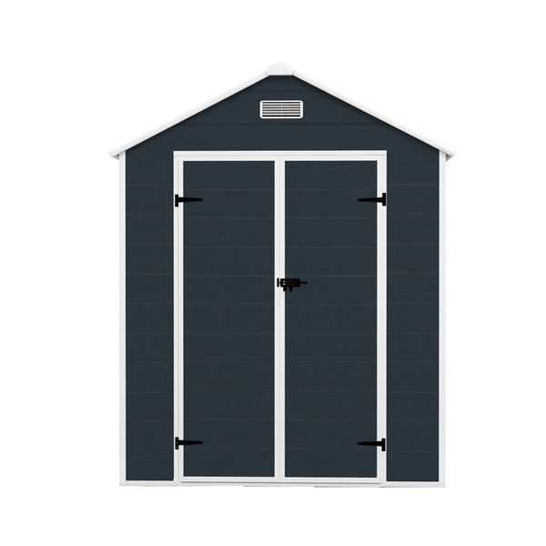 English Elm Campcraft Resin Storage Shed 6x6 Ft with Thick Pp Panels Uv Resistant Lockable W1598S00026