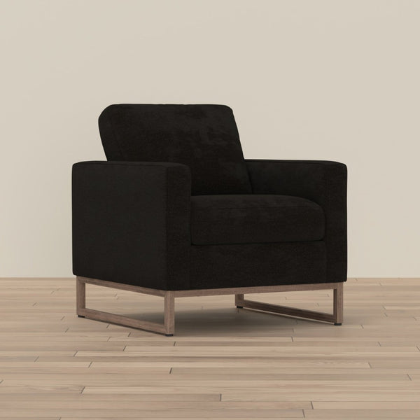 English Elm Black Upholstered Accent Chair Sled Base Minimalist Design for Living Room Office B2709P482534