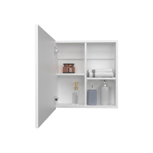 English Elm Duma Mirrored Medicine Cabinet 21.1" H x 19.7" W with Four Adjustable Shelves, Towel Rack & Easy Mounting White 27.2 L x 24.9 W x 4.4 H B200P240246