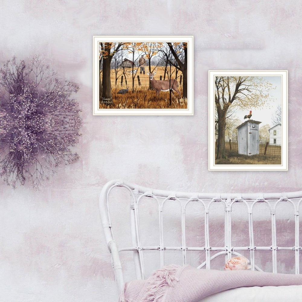 English Elm Trendy Decor 4u Billy Jacobs Two Piece Pastoral Farmhouse Wall Art White Framed Prints B067P254099