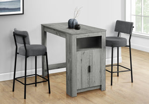 English Elm Dining 48" Counter Height Rectangular Table with Side Storage Cabinet and Open Shelf, Modern Design Grey 51 L x 27 W x 5 H B2710P286997