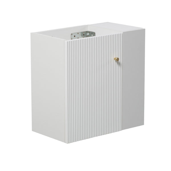 English Elm 21.6" Wall Mounted Bathroom Vanity Base White Wood Open Shelf Gold Hardware W1920P446813