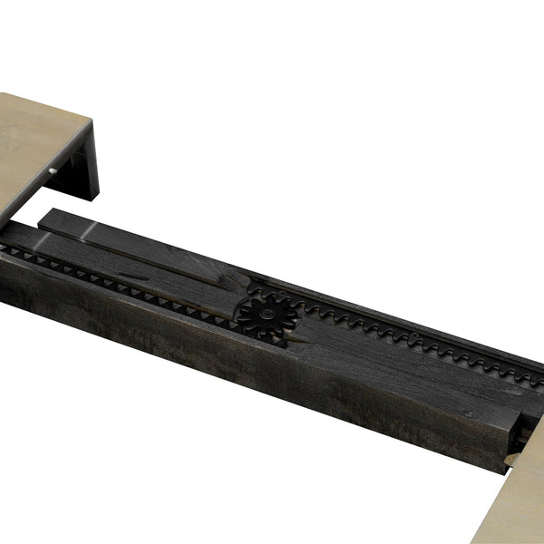 English Elm TOPMAX Solid Wood Extendable Dining Table Set for 6 with 18" Leaf, Trestle Legs, Cushioned Bench & Chairs Natural SP000089AAA