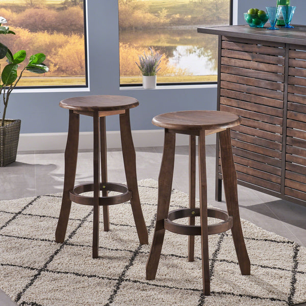 English Elm Christopher Knight Home® - PIKE Primrose Outdoor Dark Gray Acacia Wood Barstools Set of 2 — Backless, Water-Resistant, 30" High Comfort 60810.00DBRN