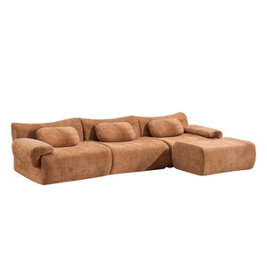 English Elm Modular Chenille Deep Seat Sectional Sofa with Bamboo Frame for Living Room Lounge Orange W1829S00070