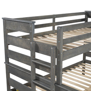 English Elm Wood Twin Xl Over Queen Bunk Bed In Gray - Stylish Space-Saving Solution For Kids & Guests! GX000446AAE-1-GIGA