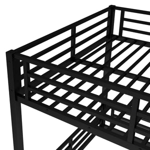 English Elm Metal Full-Over-Full Bunk Bed Frame - Heavy-Duty, Noise-Reduced Design For Kids And Adults In Black W1580S00158