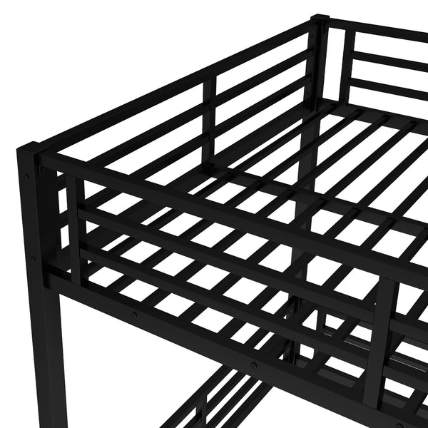 English Elm Metal Full-Over-Full Bunk Bed Frame - Heavy-Duty, Noise-Reduced Design For Kids And Adults In Black W1580S00158