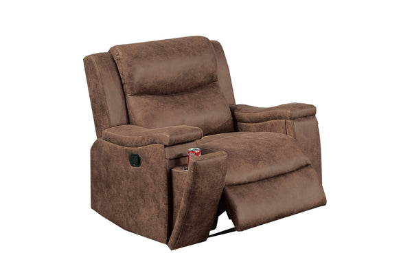 English Elm Modern Reclining 3 Piece Living Room Set Faux Leather Sofa Loveseat Hidden Cupholders B011S02418