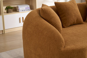 English Elm Ly-049s Curved Chenille Loveseat with Boneless Frame for Modern Living Spaces Orange W2231P402439