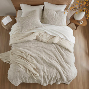 English Elm 3 Piece Oversized Comforter Set Full/Queen - Cotton Blend Face, Plush Polyester Fill, Hotel-Style Cozy Beige 22.83 L x 22.05 W x 11.02 H B035P280375