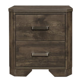 Rustic Brown Nightstand with Storage Drawers, Clipped Corners, Transitional Style Wood Bedside Table