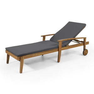 English Elm Christopher Knight Home® - JASON Chaise Lounge Crafted of Durable Acacia Wood with Adjustable 5-Position Recline and Easy-Clean Cushions Grey 71374.00DGRY