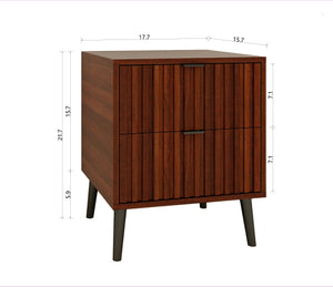 English Elm Wooden Coffee Nightstand with 2 Drawers for Bedroom Storage, Durable Engineered Wood, Compact Design W2139P306392