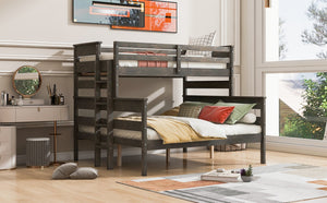 English Elm Wood Twin Xl Over Queen Bunk Bed In Gray - Stylish Space-Saving Solution For Kids & Guests! GX000446AAE-1-GIGA