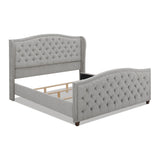 English Elm Marcella Upholstered Shelter Headboard Bed Set, California King, Silver Grey Polyester