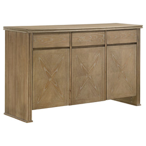 English Elm Distressed Oak Veneer Extension Dining Set with Sideboard Seats Eight in Farmhouse Style B062S01841