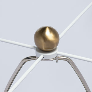 English Elm D15x26" White Marble Pyramid Table Lamp with Gold Trim and Drum Shade — Minimalist Bedside Accent (26H) W2078P395817