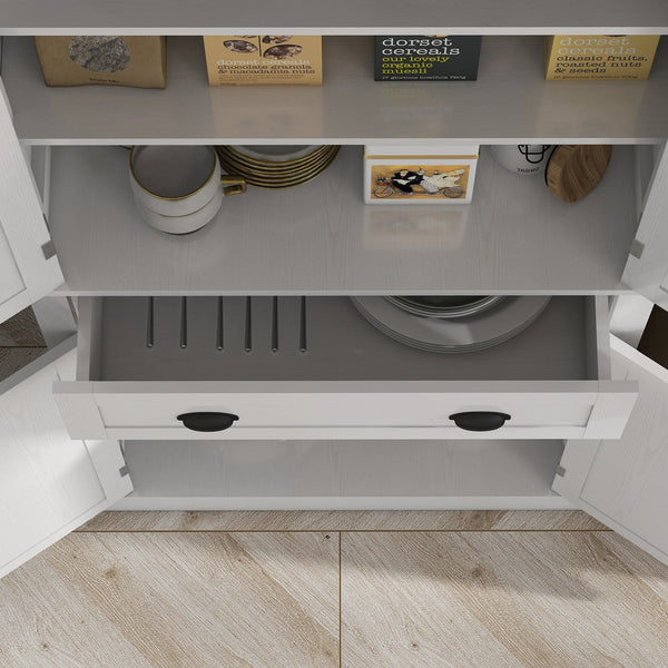 English Elm Homcom 72.5" White Wood Grain Kitchen Pantry Cabinet – Stylish Storage With 4 Doors, Drawer & Adjustable Shelves W2225P200697