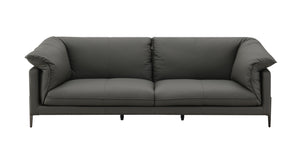 English Elm Tadi Black Top Grain Leather Loveseat with Memory Foam & Feather Cushions, Hardwood Frame, 51" Seat B2726P265273