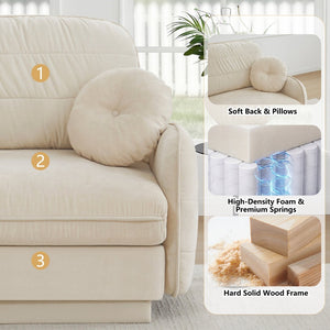 English Elm Chenille Cloud Loveseat with Quilted Back Pillows Deep Seat Comfort for Living Room W714S01749