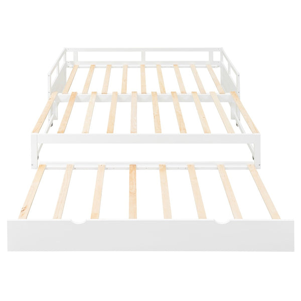 English Elm Extending Twin Daybed with Pull Out Trundle Solid Pine Wood Frame Guest Room N708P336535K