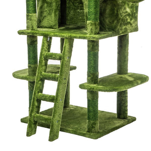 English Elm Large 7 Tier Plush Cat Tree with Dual Condos Hammock Sisal Posts for Multi Cat Homes Green W1578P447622