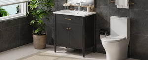 English Elm Christopher Knight Home® - 30 Inches Bathroom Vanity With Integrated Sink, Soft-Close Doors & Curved Design For Stylish Storage N817P299509B