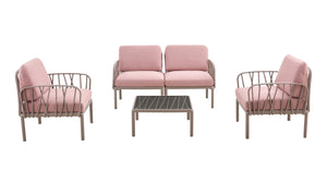 English Elm Patio Weatherproof White Patio Sofa Set with Removable Cushions, Plastic Base, 4-Piece Outdoor Seating W370S00022