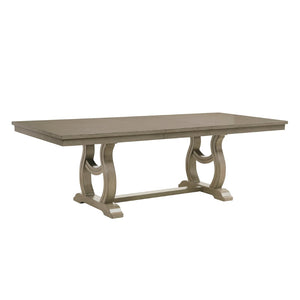 English Elm Classic Oak Veneer Trestle Dining Table Seats Eight with a Self-storing Leaf B011S02336