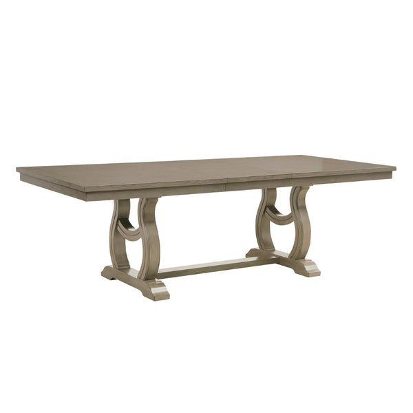 English Elm Classic Oak Veneer Trestle Dining Table Seats Eight with a Self-storing Leaf B011S02336