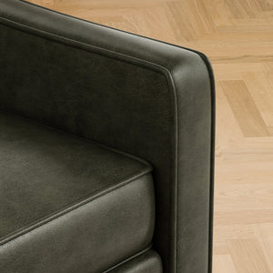 English Elm 78.75'' Slipcovered Faux Leather Sofa with High-Density Foam, Solid Wood Frame, Easy-Clean Finish Green T3623P411309