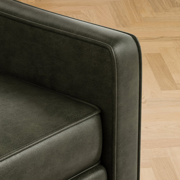 English Elm 78.75'' Slipcovered Faux Leather Sofa with High-Density Foam, Solid Wood Frame, Easy-Clean Finish Green T3623P411309