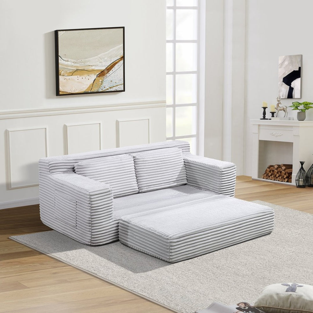 English Elm Corduroy Cloud Convertible Floor Sofa Foam Sleeper for Apartment Living Rooms Gray W3739P368460