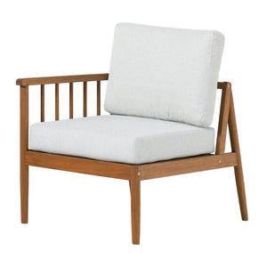 English Elm Walker Edison - Modern Outdoor Spindle Style Left Arm Sectional Brown - Eucalyptus Wood, Linen Cushions, Weather-Resistant, RTA B185P326698
