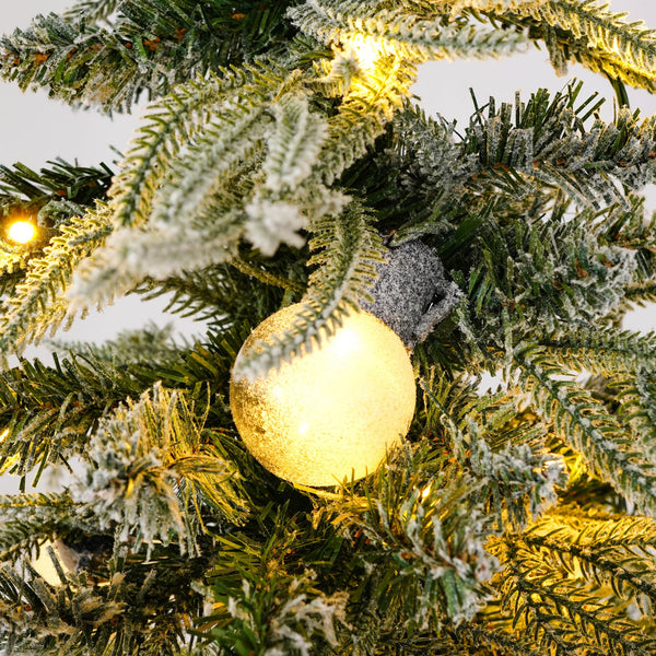 English Elm Christopher Knight Home® - 5FT Pre-Lit Spruce Snow Flocked Christmas Tree with Warm LED Lights, Lush Hinged PE/PVC Branches, Elegant Holiday Décor N769P351697W