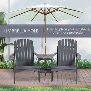 English Elm Chairs with Built-in Table Solid Fir Adirondack Outdoor Set for Deck or Patio T3971P389062