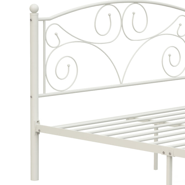 English Elm Full Upholstered Platform Bed Frame with Headboard, Sturdy Wood Slats, No Box Spring Needed, Easy Assembly White 59.45 L x 23.23 W x 3.94 H W2297P347655