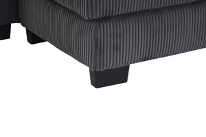 English Elm Modern U Shaped 6-Seat Sectional Sofa with Ottoman and 3 Toss Pillows, Corduroy Modular Comfort and Durable Frame Grey W2363S00041
