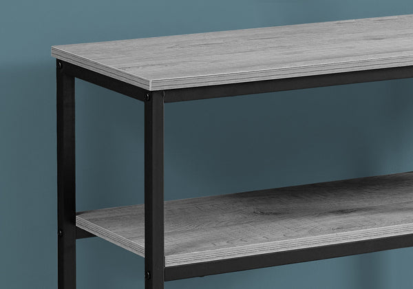 English Elm Accent Table with Storage Drawer and Glass Shelf, Modern Metal Frame End Table for Living Room Bedroom Grey 47 L x 15 W x 5 H B2710P219321