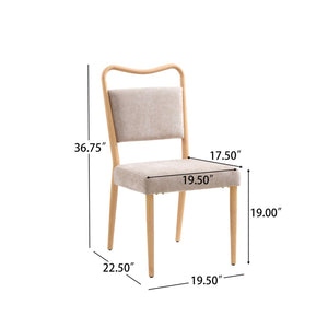 English Elm Armless Dining Chairs Iron Frame Wood Grain Finish Ergonomic Cushioned Seat Set of 2 N771P345831K