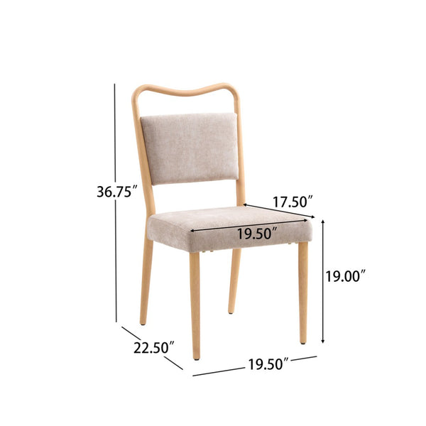 English Elm Armless Dining Chairs Iron Frame Wood Grain Finish Ergonomic Cushioned Seat Set of 2 N771P345831K