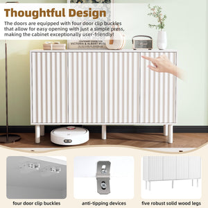 English Elm ON-TREND Farmhouse Storage Cabinet with Gourd Legs, Adjustable Shelves, Anti-Tip Tall Pantry Unit White N721P205785K