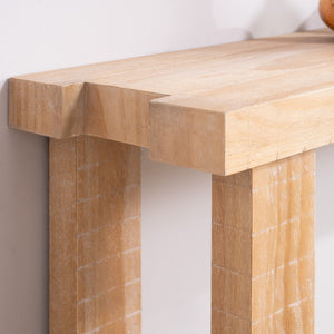 English Elm Rustic Light Wood Narrow Console Table for Entryway Hallway or Behind Sofa W2729P270740