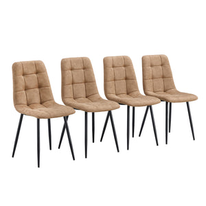 English Elm Modern Style Dining Chair Mid Century Modern Chair, Shell Lounge Upholstered Chair With Metal Legs For Kitchen, Dining, Bedroom, Living Room Side Chairs Set Of 4 (Brown)