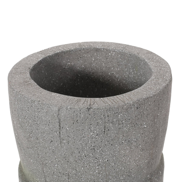 English Elm Christopher Knight Home® - FLOWER Stone Gray Magnesium Oxide Urn Planter 27.5"x12.5" Handmade Indoor/Outdoor Decor, No Assembly 70874.00STNGRY