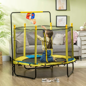 English Elm Qaba Indoor Kids Trampoline Springfree Bungee Safety Net Basketball Hoop Play W2225P200503