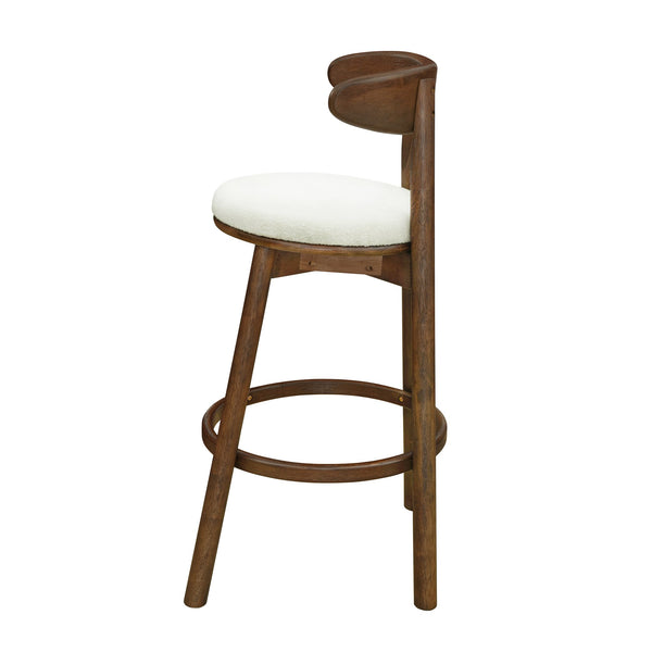 English Elm Christopher Knight Home® - Round Chunky Cushion Bar Stool with Curved Ergonomic Back, Solid Rubberwood Frame, Durable Comfort Beige,Walnut N771P346003T