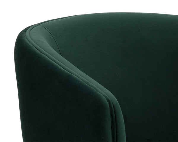 Sunpan Claren Modern Office Chair with Stylish Curvy Design and Elegant Gold Stainless Steel Base Deep Green Sky